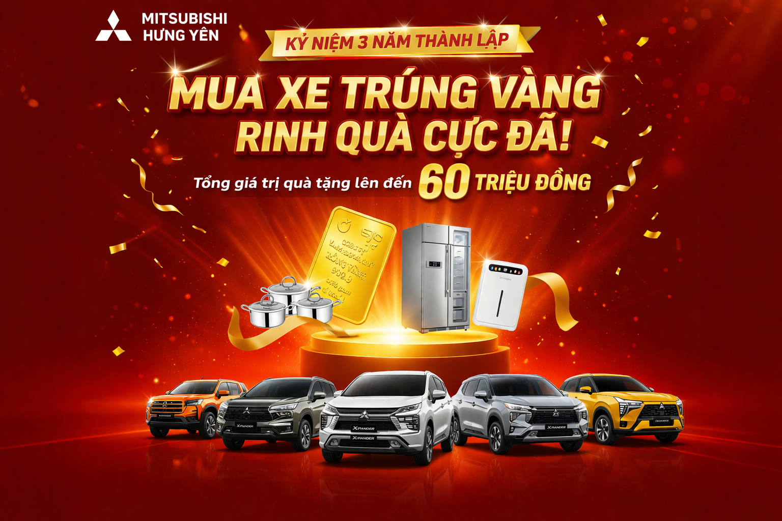 Mitsubishi Hưng Yên Kỷ Niệm 3 Năm Thành Lập: Mua Xe Trúng Vàng, Rinh Quà Cực Đã
